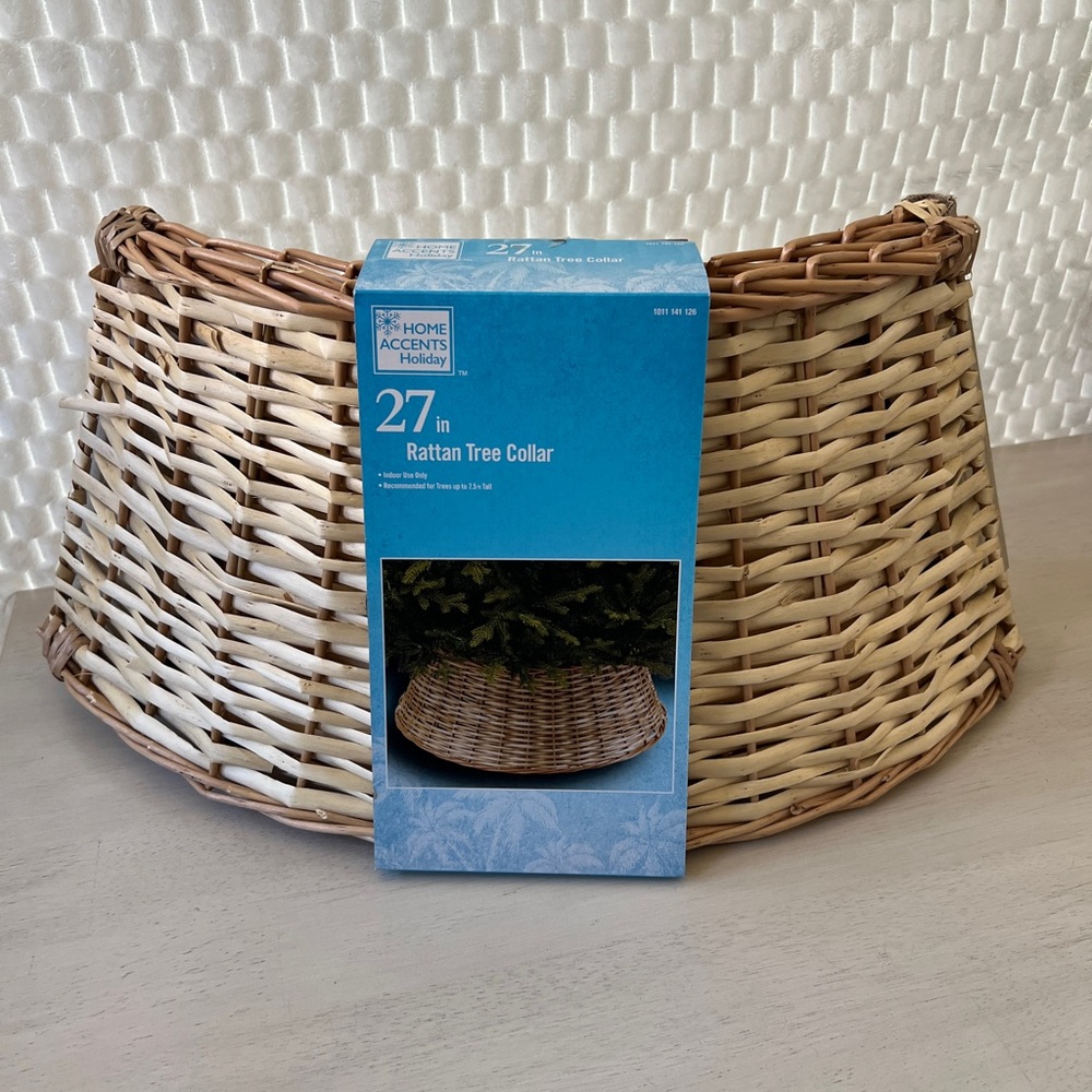 NEW Home Accents Holiday 27 in. Rattan Tree Base Collar- Natural-3 Piece